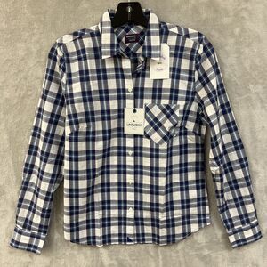 Untuckit Shirt Women’s 2 XS Blue Plaid‎ Western Button Up Cotton Collared NWT